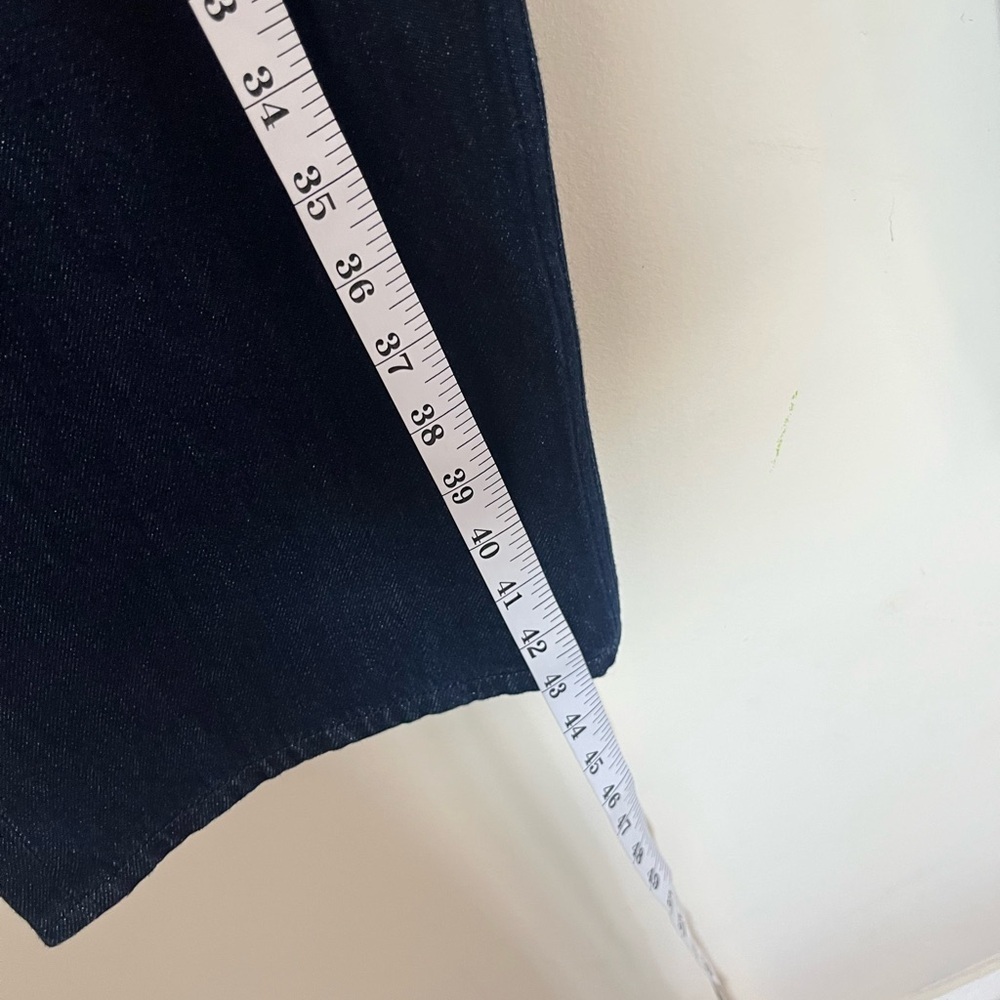 rag & bone Dark Blue wide Leg Jeans with Black Leather Lori midi size 26 cowgirl - Picture 11 of 16